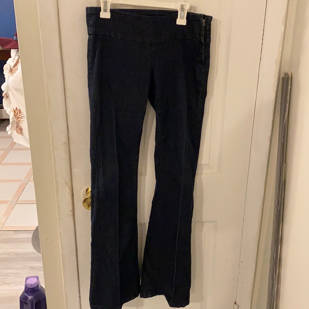 Dark blue hipster flare jeans